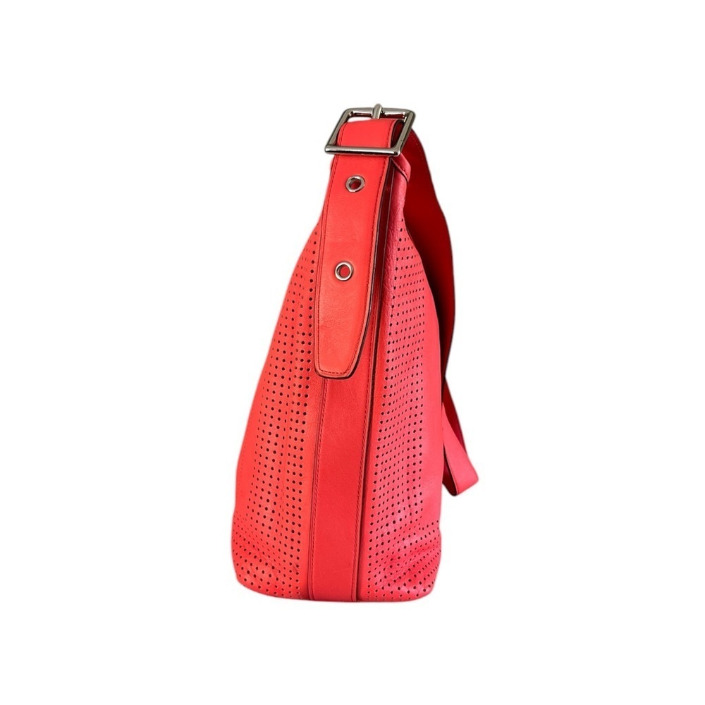 Coach Legacy Perforated Leather Duffle Crossbody Bag Red Watermelon Snow - Picture 4 of 15